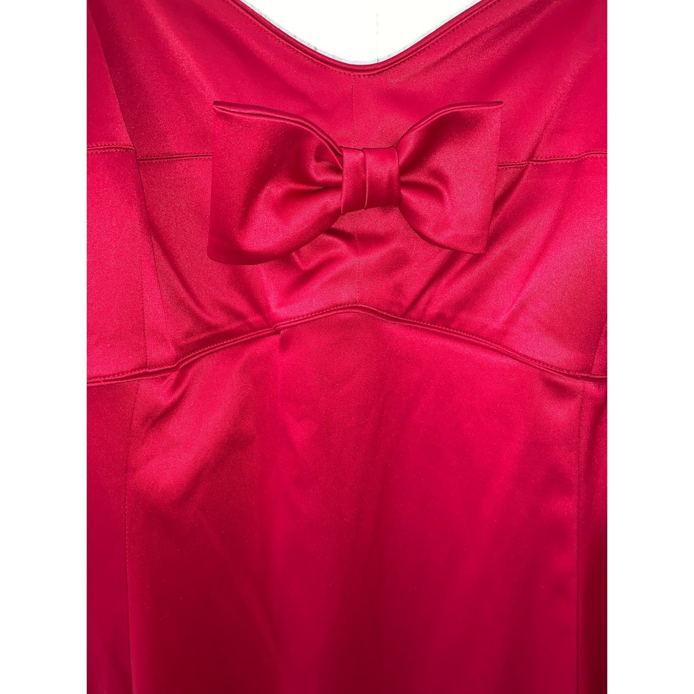 NWT R&K Originals Red Satin Bow Cocktail Dress Women Size 24 - Picture 2 of 14